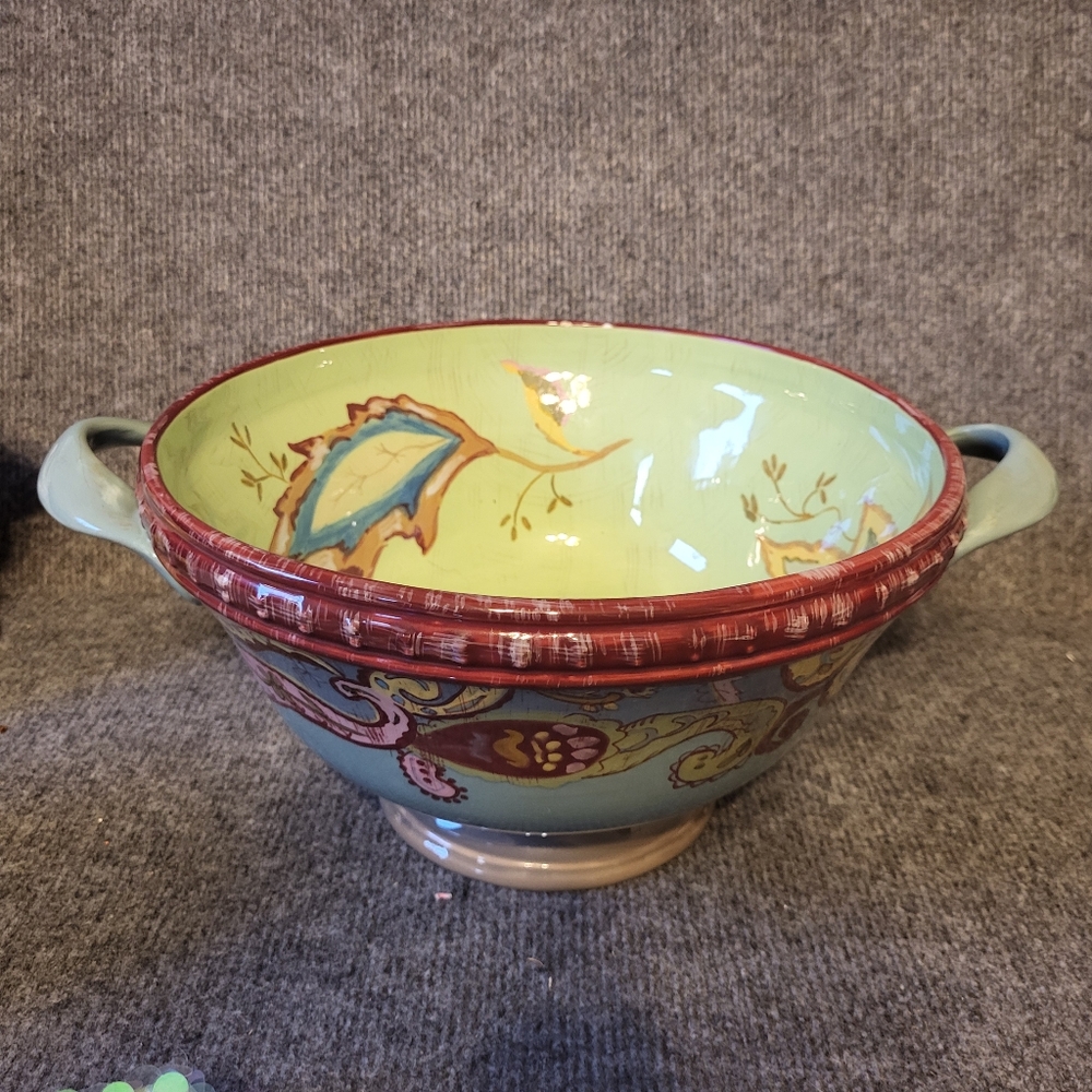 Tracy Porter The Moss Collection Hand Painted serving bowl
